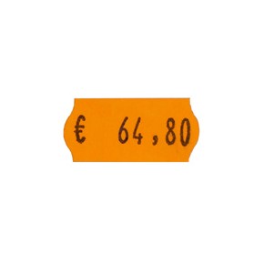 ETIQUETA COLOR FLÚOR NARANJA 26 X 12 mm.