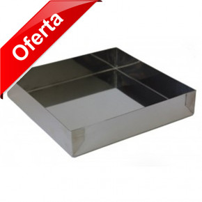 MOLDE INOXIDABLE CUADRADO BORDES DOBLADOS 40 x 40 CM.