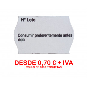 ETIQUETA PREIMPRESA 26 X 16 mm. LOTE - CONSUMIR PREFERENTEMENTE (UNIDADES SUELTAS)